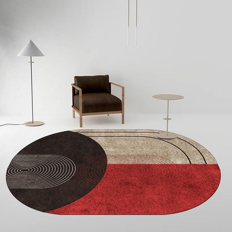 Tapete Oval Design Moderno de Arte Nórdico Minimalista